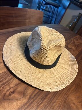 J.Crew Packable Straw Hat with Black Band - S/M